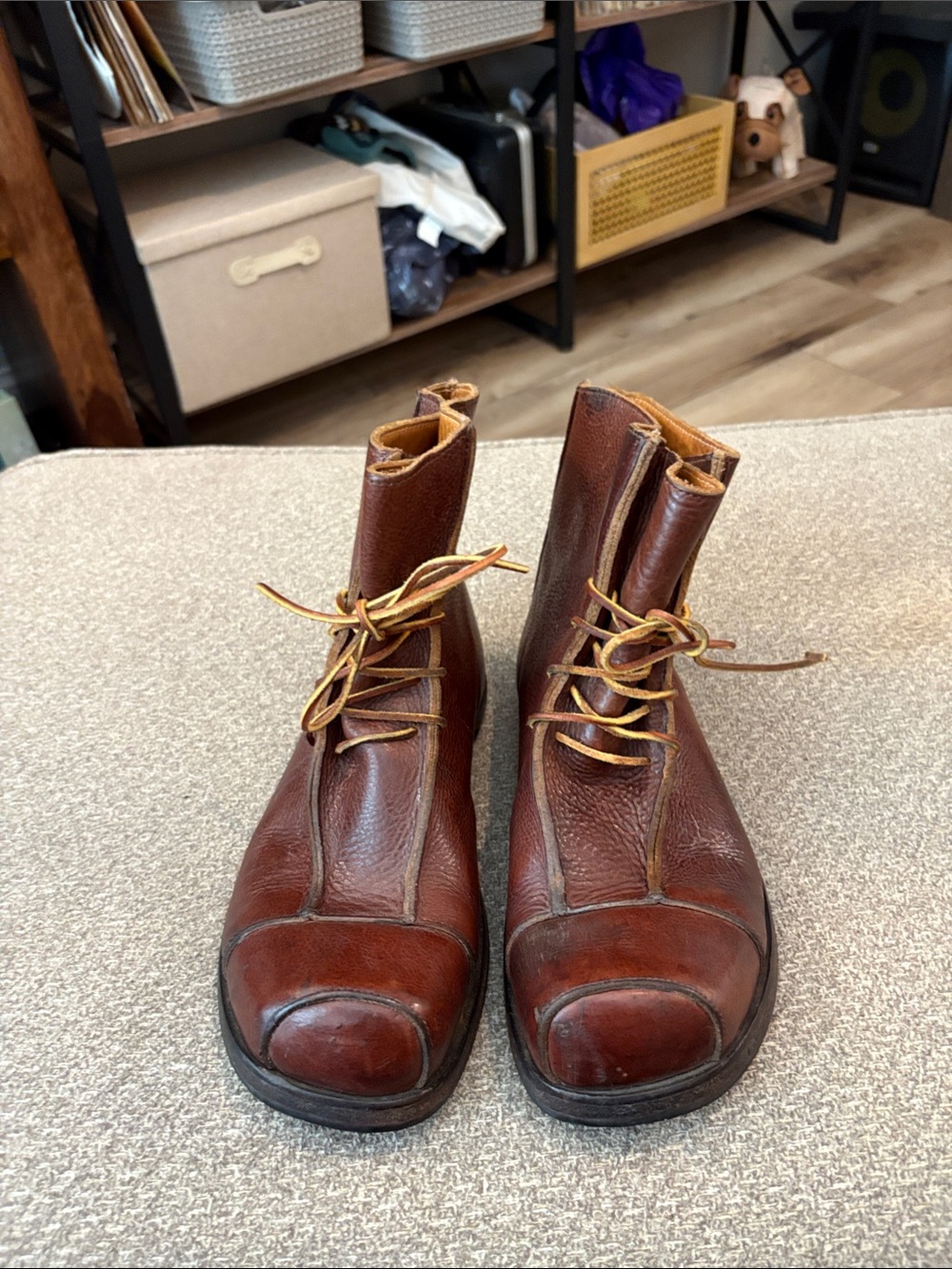 CYDWOQ Steel Toe Leather Boots